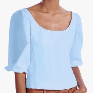 New Staud Swells Puff Sleeve Top in French Blue | M